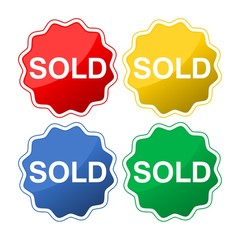 Sold buttons, vector illustration
