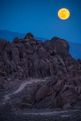 Wall murals Hill Moon Rising over the Alabama Hills California Vertical Composition