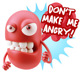 3d Rendering Angry Character Emoji saying Don't Make Me Angry wi