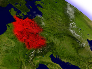 Germany from space highlighted in red