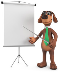 3d Hund mit Leinwand als Workshoptrainer.