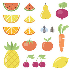 Set of fruit and vegetable icons