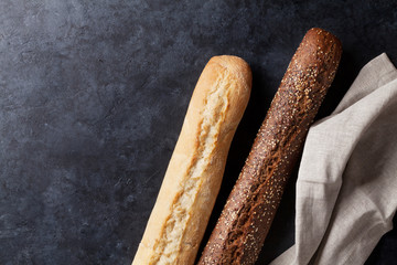 Mixed breads on stone table