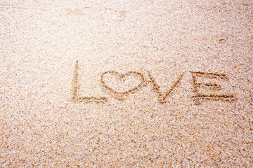 love message written in sand, Sign Love on sand on beach