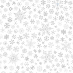 Naklejka na ściany i meble Seamless pattern of snowflakes, gray on white