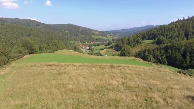Mountain landcsape at summer time in south of Poland. View from above.