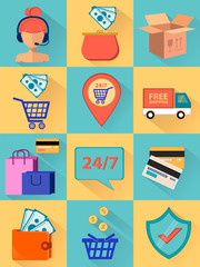 Process of making order. Set of vector illustrations