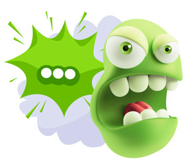 Fototapeta premium 3d Rendering Angry Character Emoji saying … with Colorful Spee