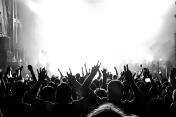 On rock concert. Light show
