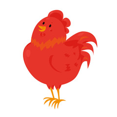 Cartoon chinese zodiac fire rooster.