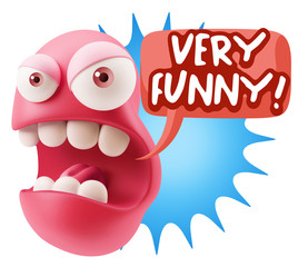 3d Rendering Angry Character Emoji saying Very Funny with Colorf
