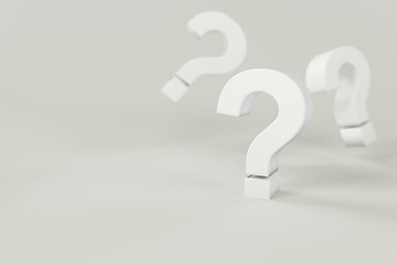 3D rendering of question mark isolated white background