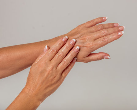 Hands of middle aged woman