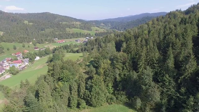 Mountain landcsape at summer time in south of Poland. View from above.