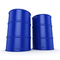 3D rendering blue barrels