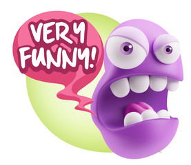 3d Rendering Angry Character Emoji saying Very Funny with Colorf