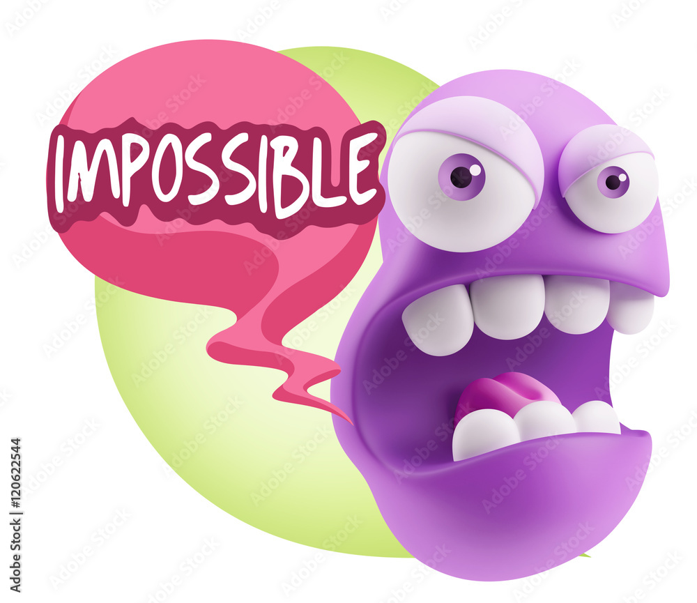 Fototapete 3d Rendering Angry Character Emoji saying Impossible with Colorf