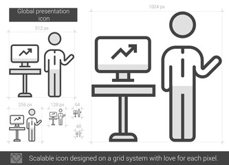 Global presentation line icon.