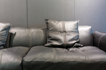Modern style gray leather sofar - 120624177