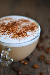 Warm drink - with kofem latte, milk and cinnamon 