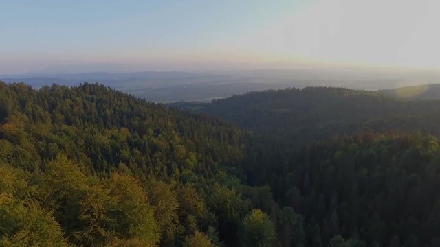 Mountain landcsape at summer time in south of Poland. View from above.
