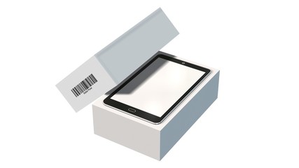 Modern mobile phone in the packaging - unboxing - 3D rendering