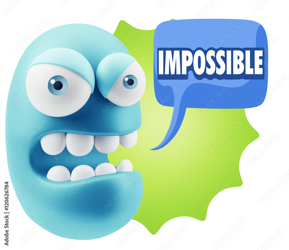 Fototapete 3d Rendering Angry Character Emoji saying Impossible with Colorf