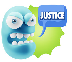 Obraz premium 3d Rendering Angry Character Emoji saying Justice with Colorful