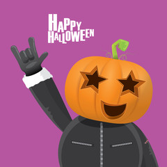 Rock n roll Happy halloween vector greeting card