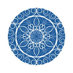 Vector Blue Flower mandala over white