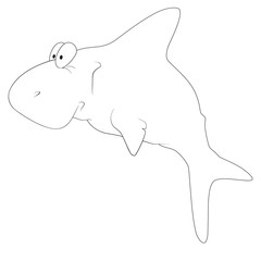 Illustration of a funny cartoon shark on white background