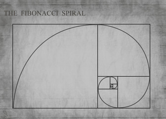 The Fibonacci spiral on retro style