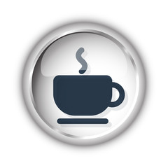 Web button with black Coffee icon on white background