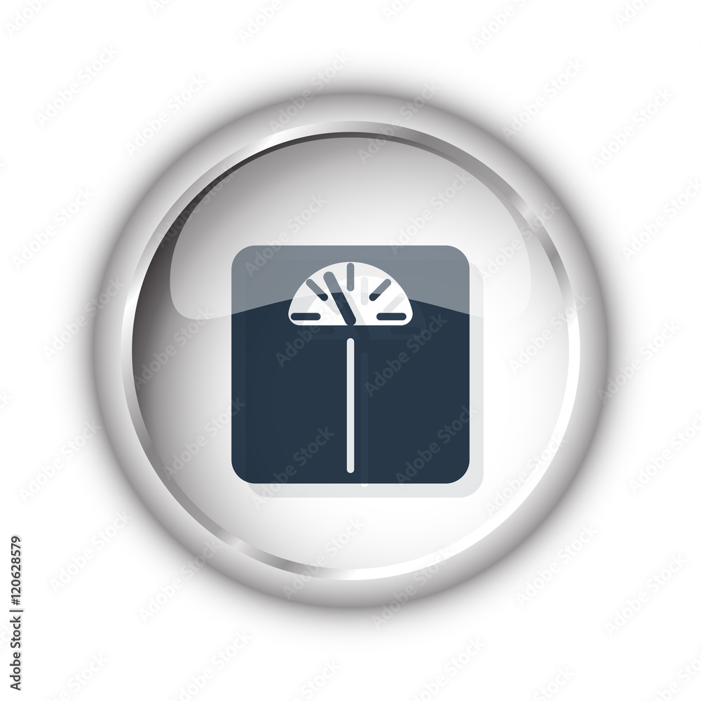 Wall mural web button with black personal scale icon on white background