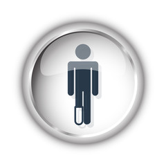 Web button with black Foot icon on white background