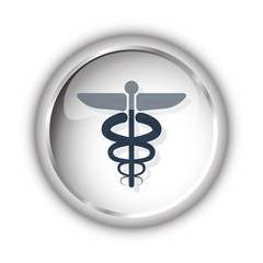 Web button with black Medical Symbol icon on white background