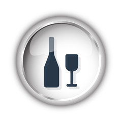 Web button with black Wine icon on white background