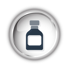 Web button with black Medicine Bottle icon on white background