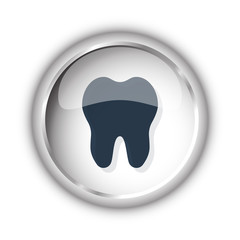Web button with black Tooth icon on white background