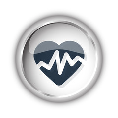 Web button with black Heart Rate Pulse icon on white background