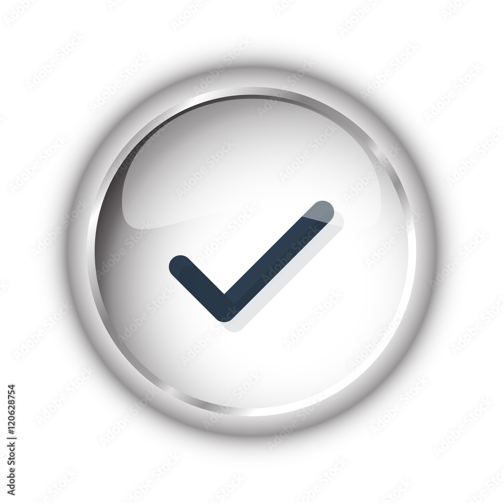Wall mural web button with black confirm icon on white background