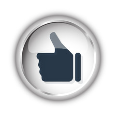 Web button with black Thumb Up icon on white background