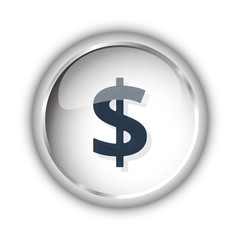 Web button with black Dollar icon on white background