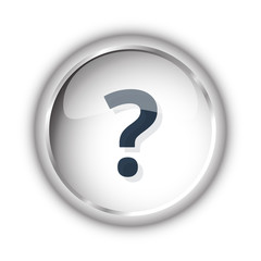 Web button with black Question Mark icon on white background
