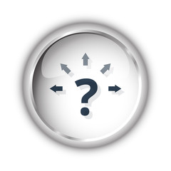 Web button with black Question Mark Arrows icon on white backgro