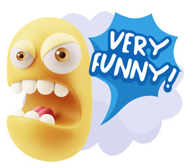 Obraz premium 3d Rendering Angry Character Emoji saying Very Funny with Colorf