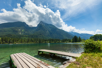 Wonderful dawn at Hintersee lake in Alps, Germany