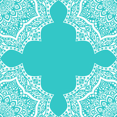 Obraz premium White lace on turquoise background.