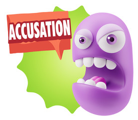 3d Rendering Angry Character Emoji saying Accusation with Colorf