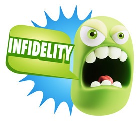 Fototapeta premium 3d Rendering Angry Character Emoji saying Infidelity with Colorf